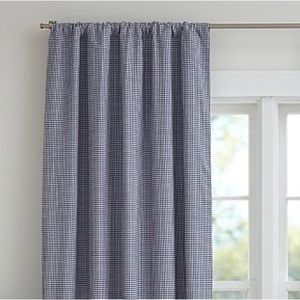 Pottery Barn Kids navy gingham blackout curtain, 44” x 84” (single panel).